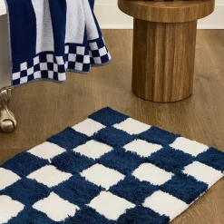 Checkerboard Indigo Bath Rug