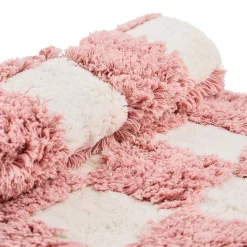 Checkerboard Pink Bath Rug