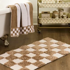 Checkerboard Taupe Bath Rug