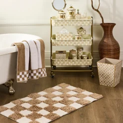 Checkerboard Taupe Bath Rug