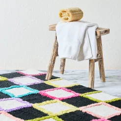 Check Multi Color Bath Rug
