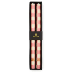 Check Pink Dinner Candles, Set of 2