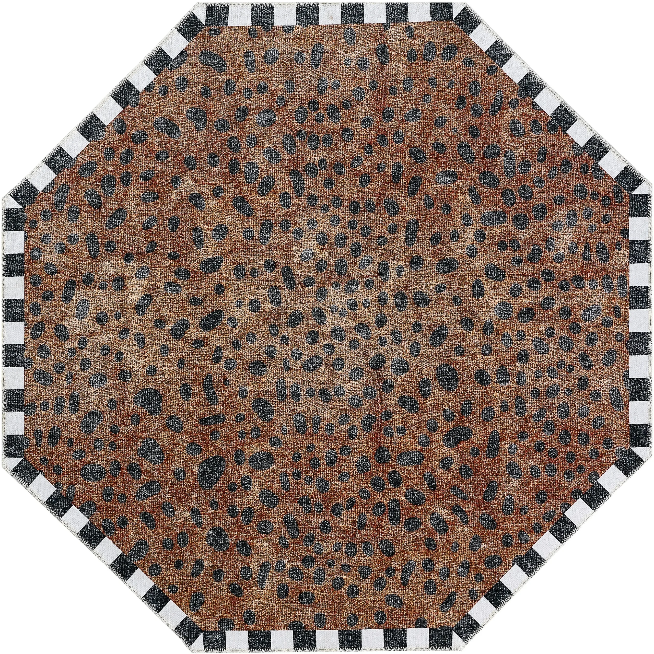 Cheetah 6' Octagon Washable Rug