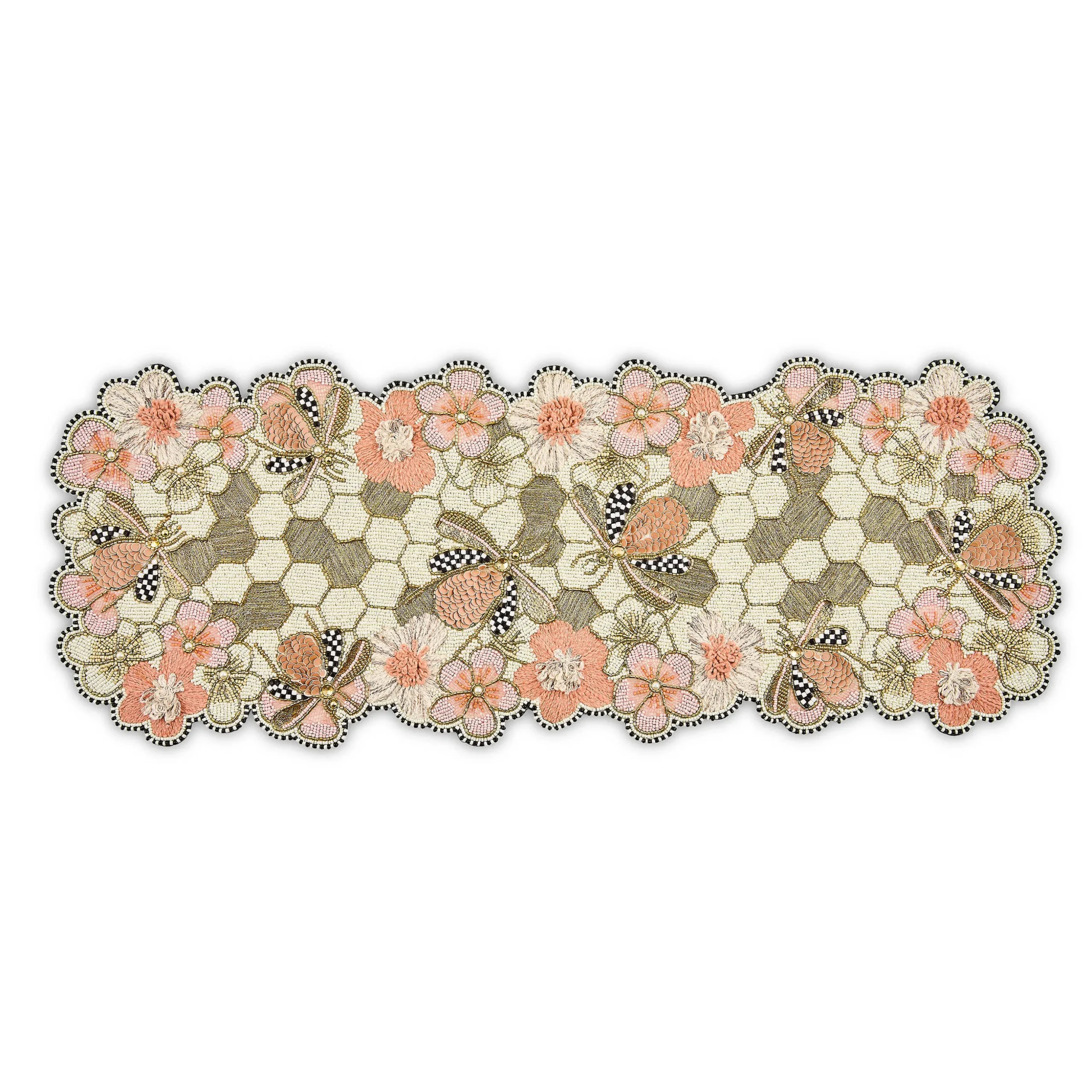 Cherry Blossom Bee Beaded Table Runner