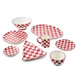 Cherry Check Breakfast Bowls, Set of 4
