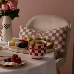 Cherry Check Breakfast Bowls, Set of 4