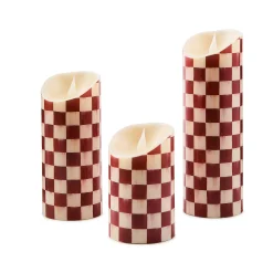 Cherry Check Flameless 7" Pillar Candle