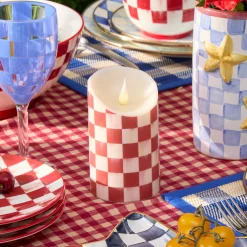 Cherry Check Flameless 5" Pillar Candle