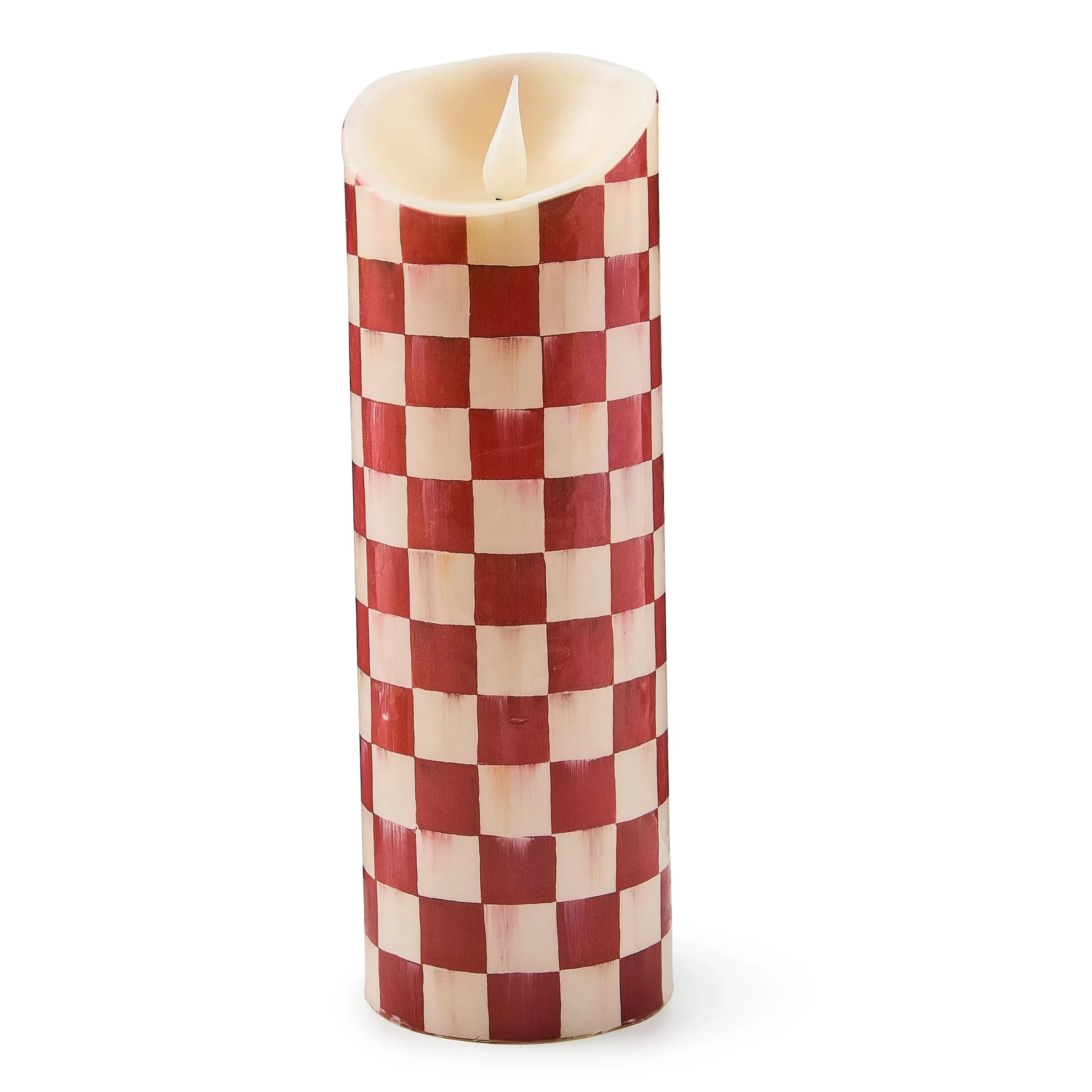 Cherry Check Flameless 9" Pillar Candle
