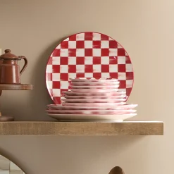 Cherry Check Salad Plates, Set of 4