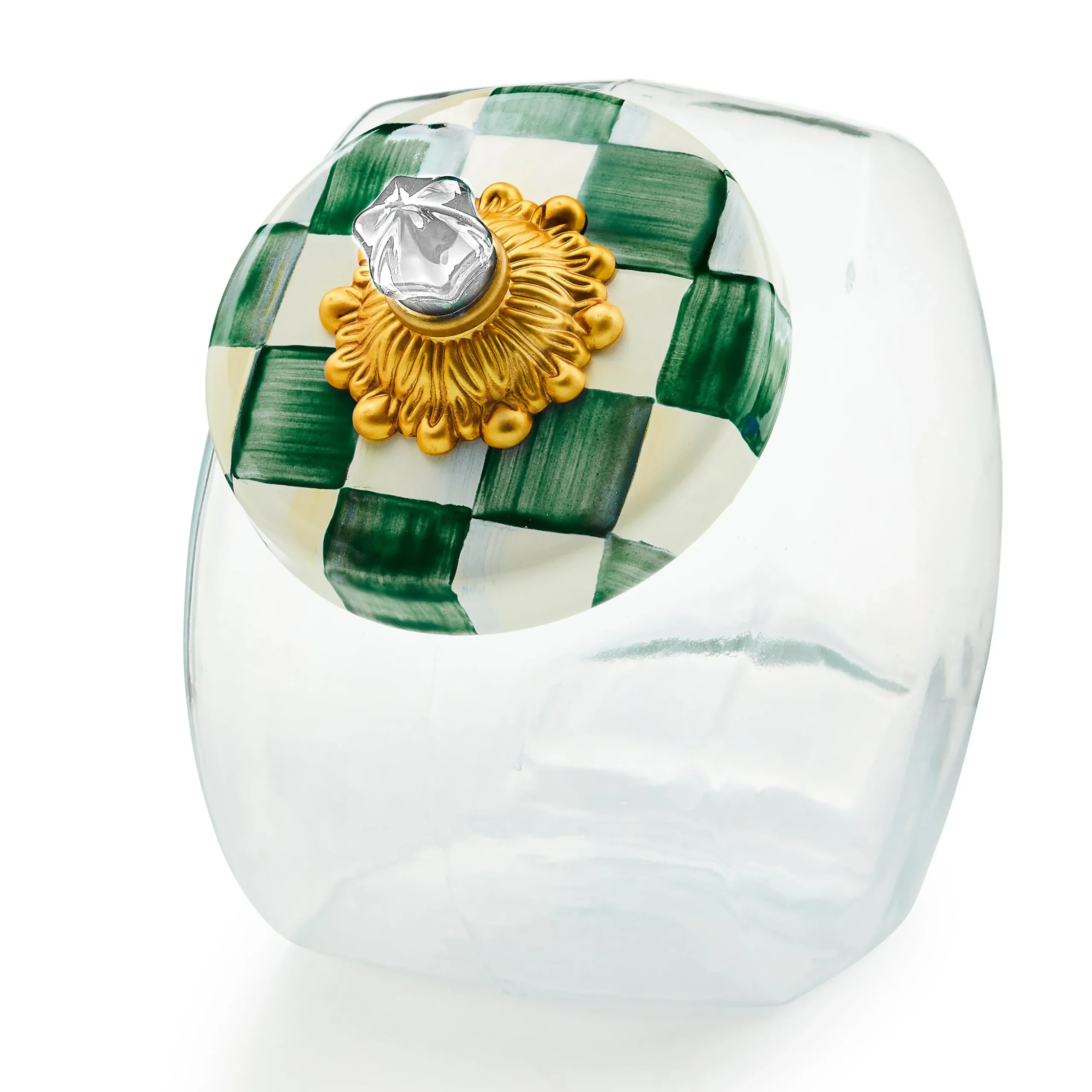 Cookie Jar with Emerald Check Lid