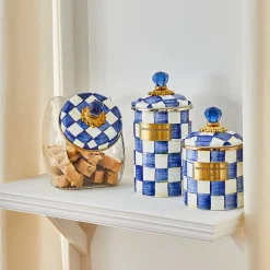Cookie Jar with Royal Check Lid