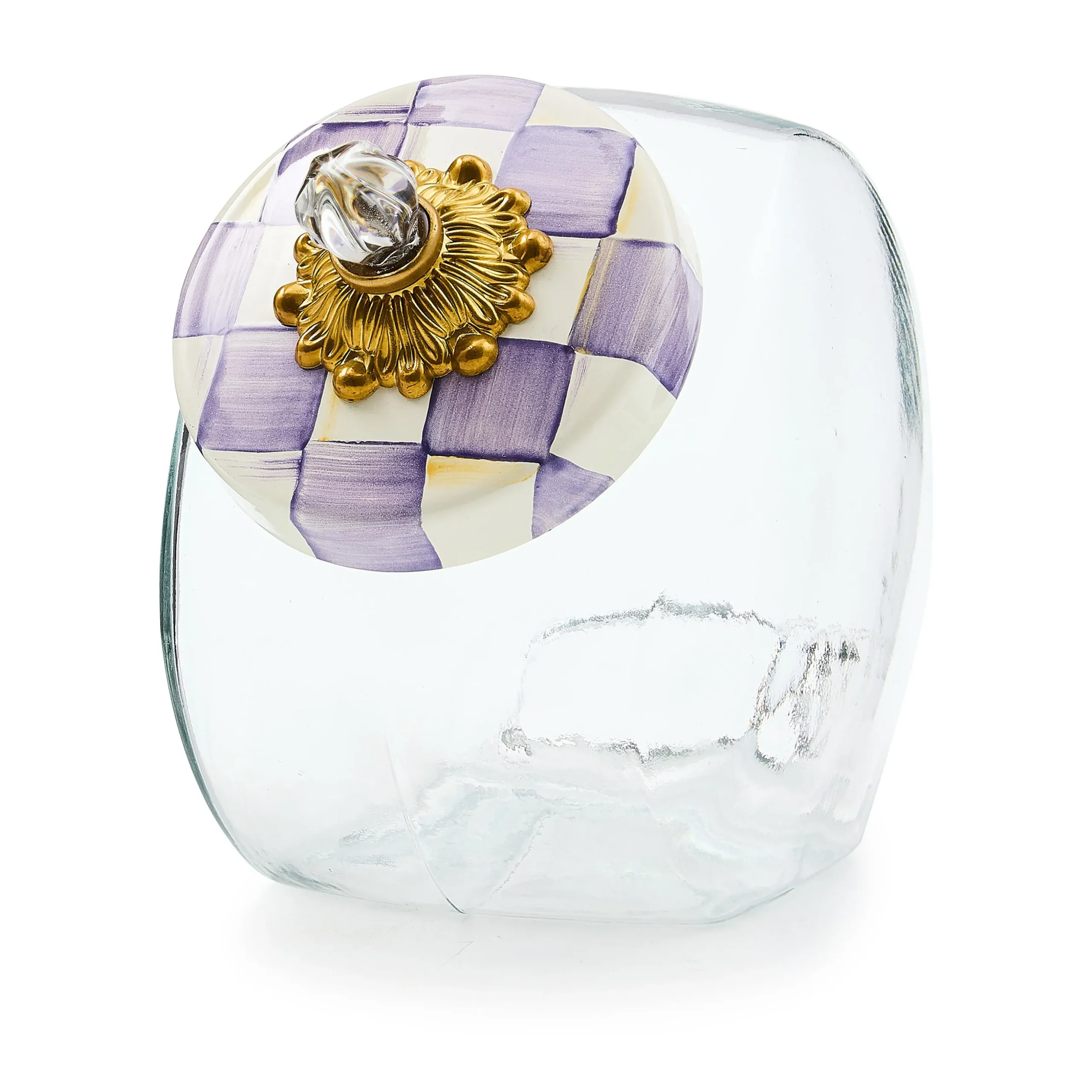 Cookie Jar with Violet Check Lid