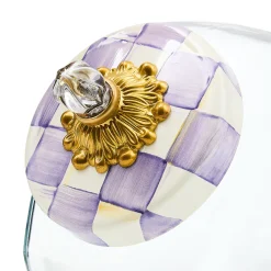 Cookie Jar with Violet Check Lid