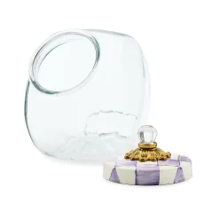 Cookie Jar with Violet Check Lid