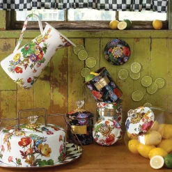 Cookie Jar with White Flower Market Lid