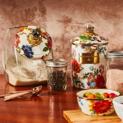 Cookie Jar with White Flower Market Lid
