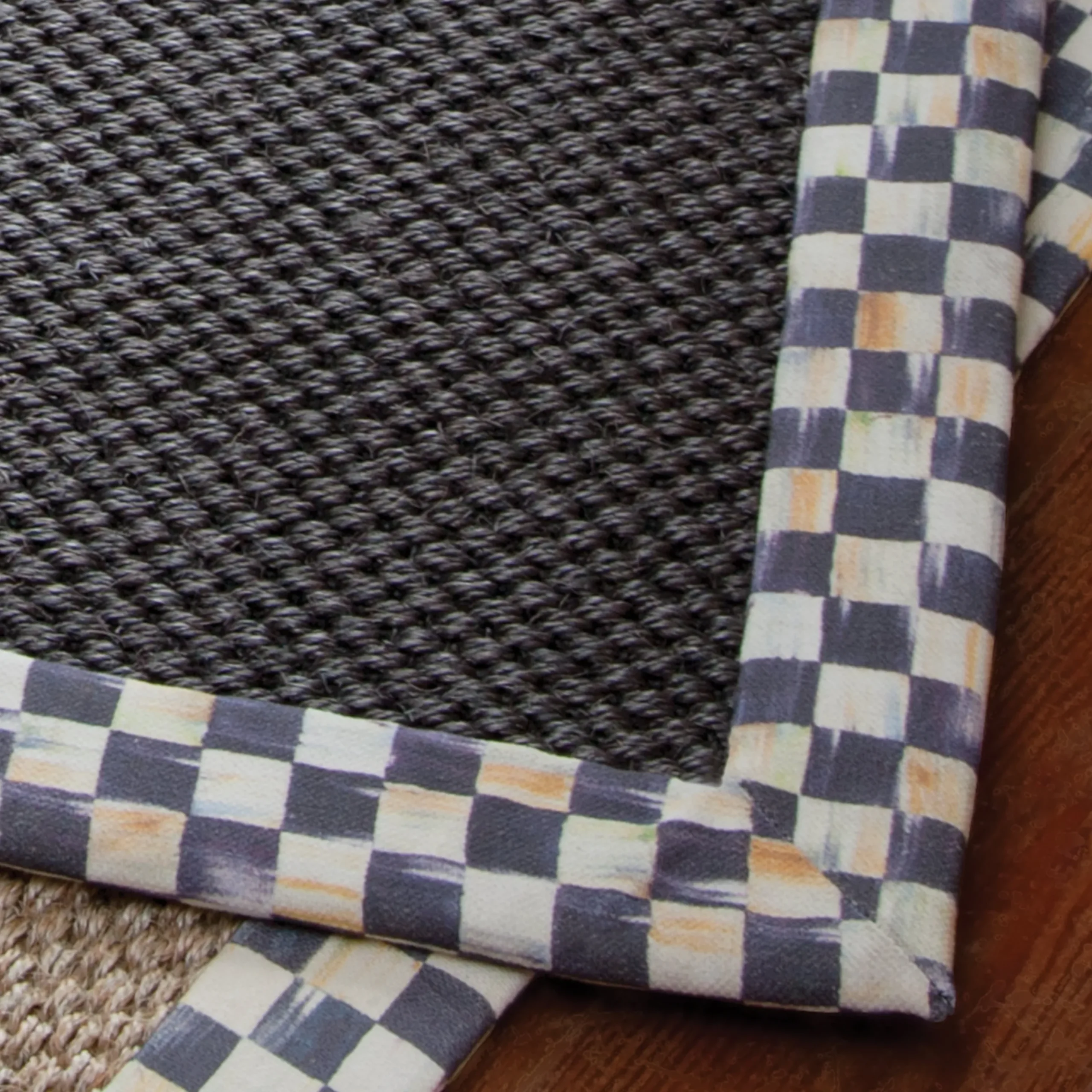 Courtly Check Black Sisal 2'6" x 9' Runner