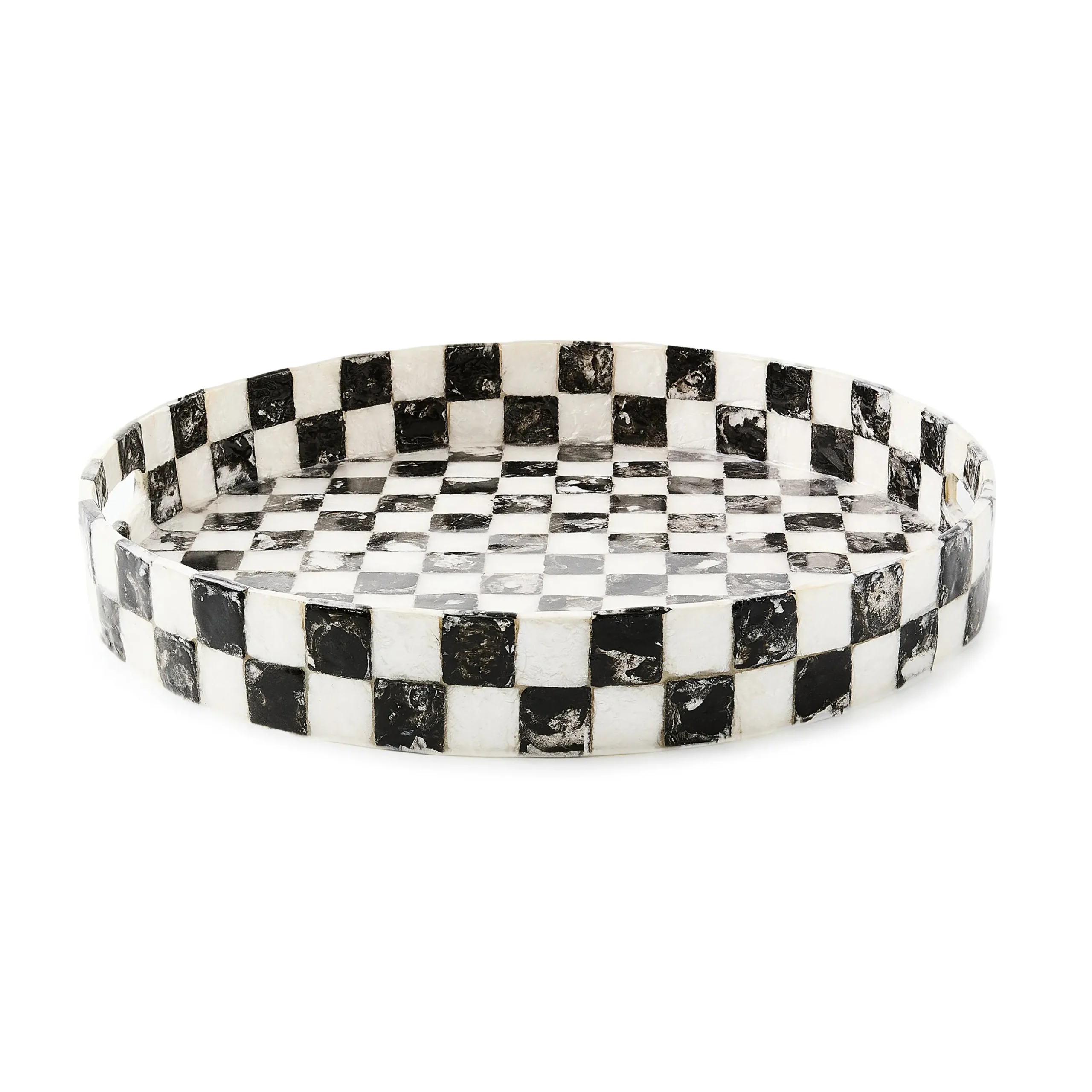 Courtly Check Capiz Round Tray