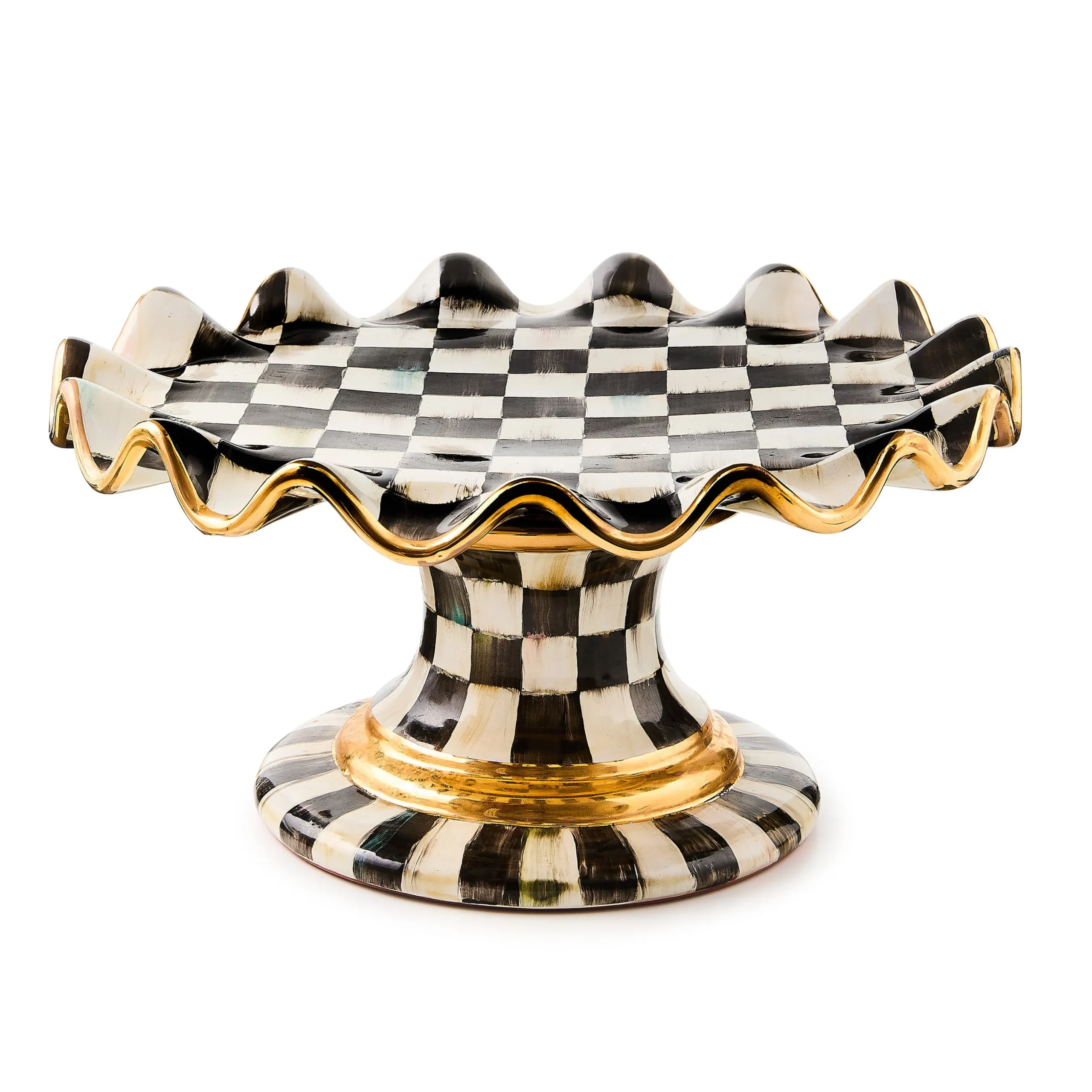 Courtly Check Ceramic Fluted Cake Stand