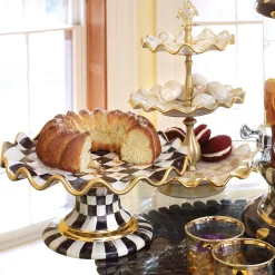 Courtly Check Ceramic Fluted Cake Stand