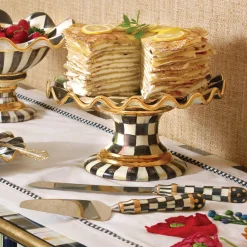 Courtly Check Ceramic Fluted Cake Stand