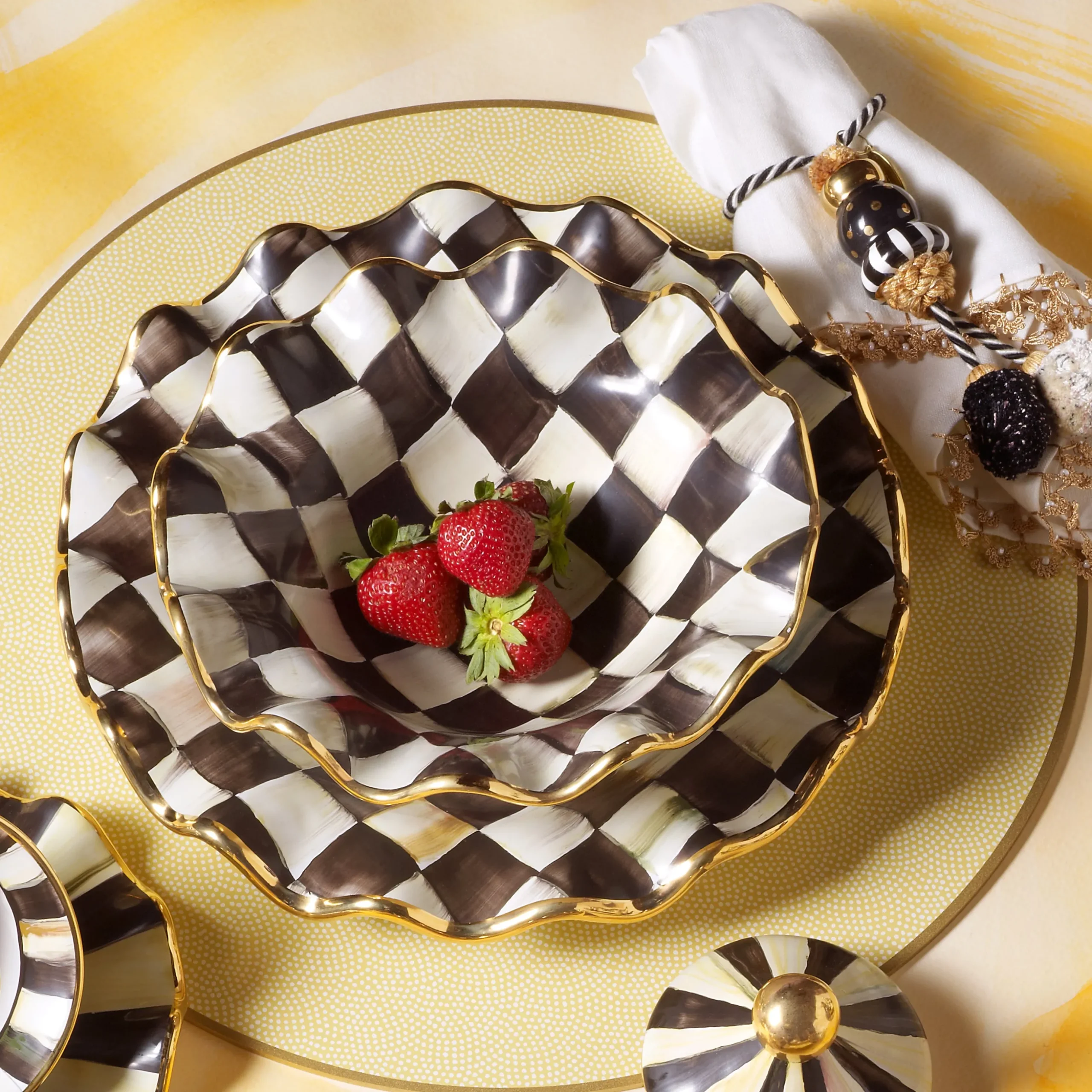 Courtly Check Ceramic Fluted Breakfast Bowl