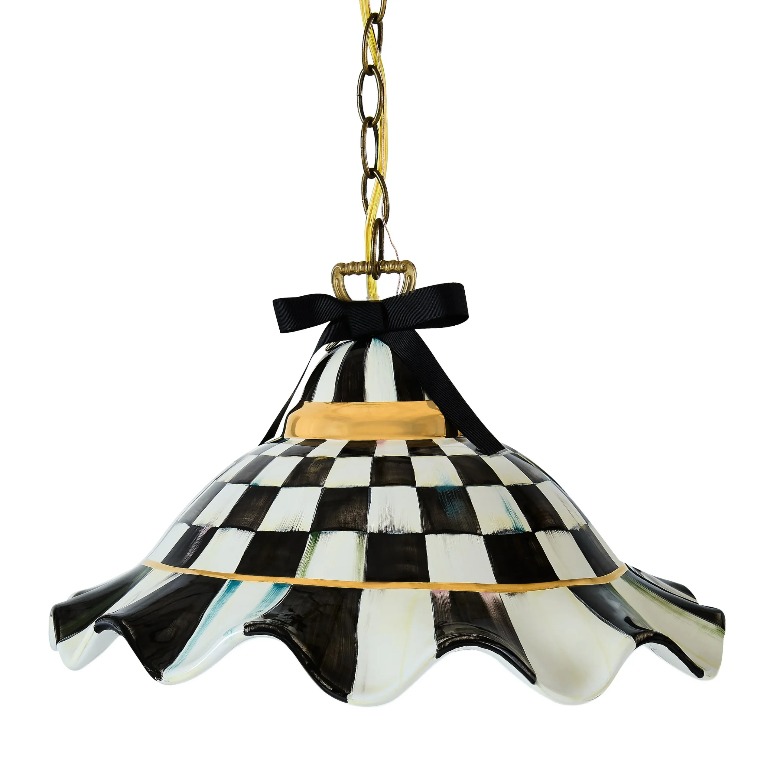 Courtly Check Ceramic Fluted Hanging Lamp