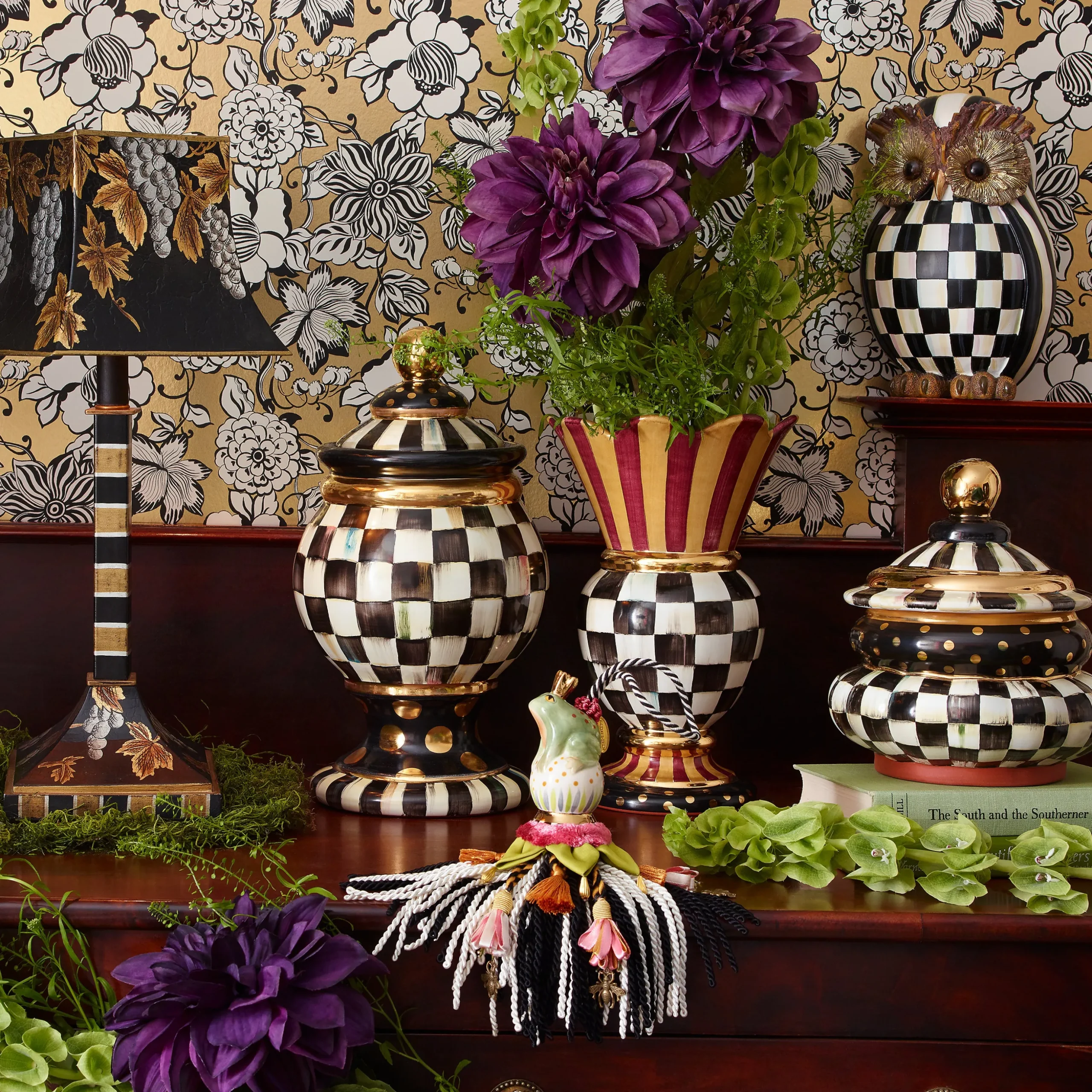 Courtly Check Ceramic Globe Canister