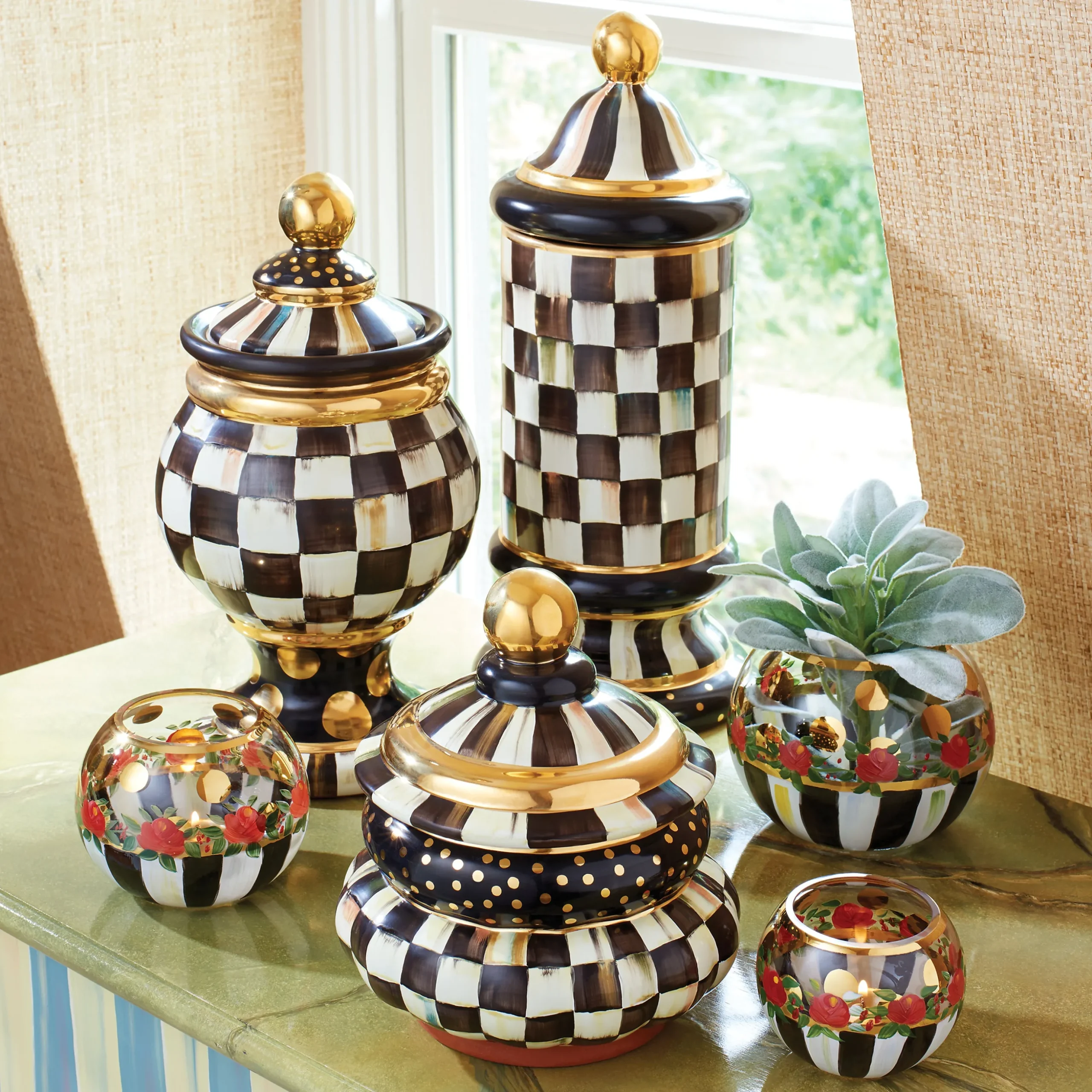Courtly Check Ceramic Groovy Canister