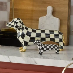 Courtly Check Dachshund Figurine