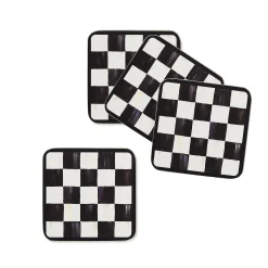 Courtly Checked Cork Back Coasters, Set of 4