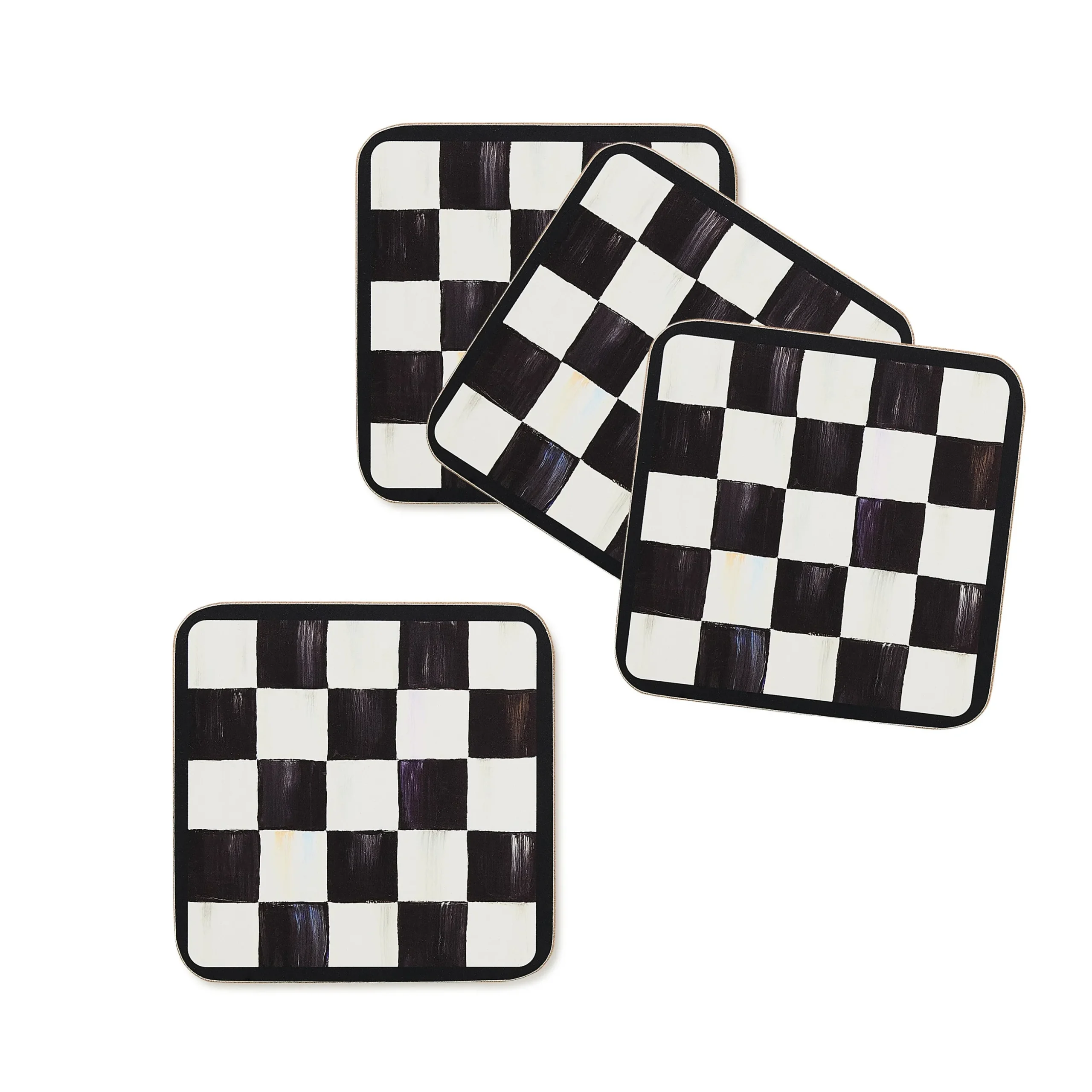 Courtly Checked Cork Back Coasters, Set of 4