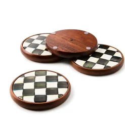 Courtly Check Enamel Coasters, Set of 4