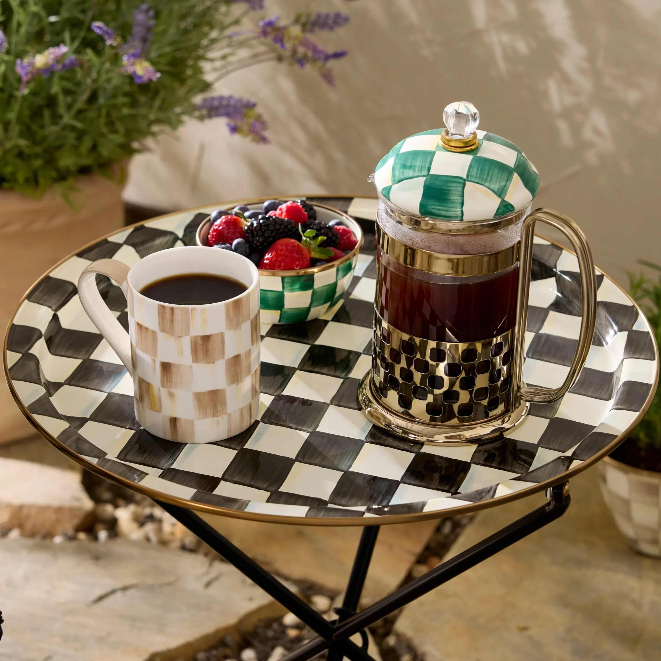 Courtly Check Enamel Tilt Accent Table