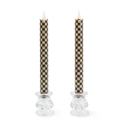 Courtly Check Flameless Dinner Candles, Set of 2