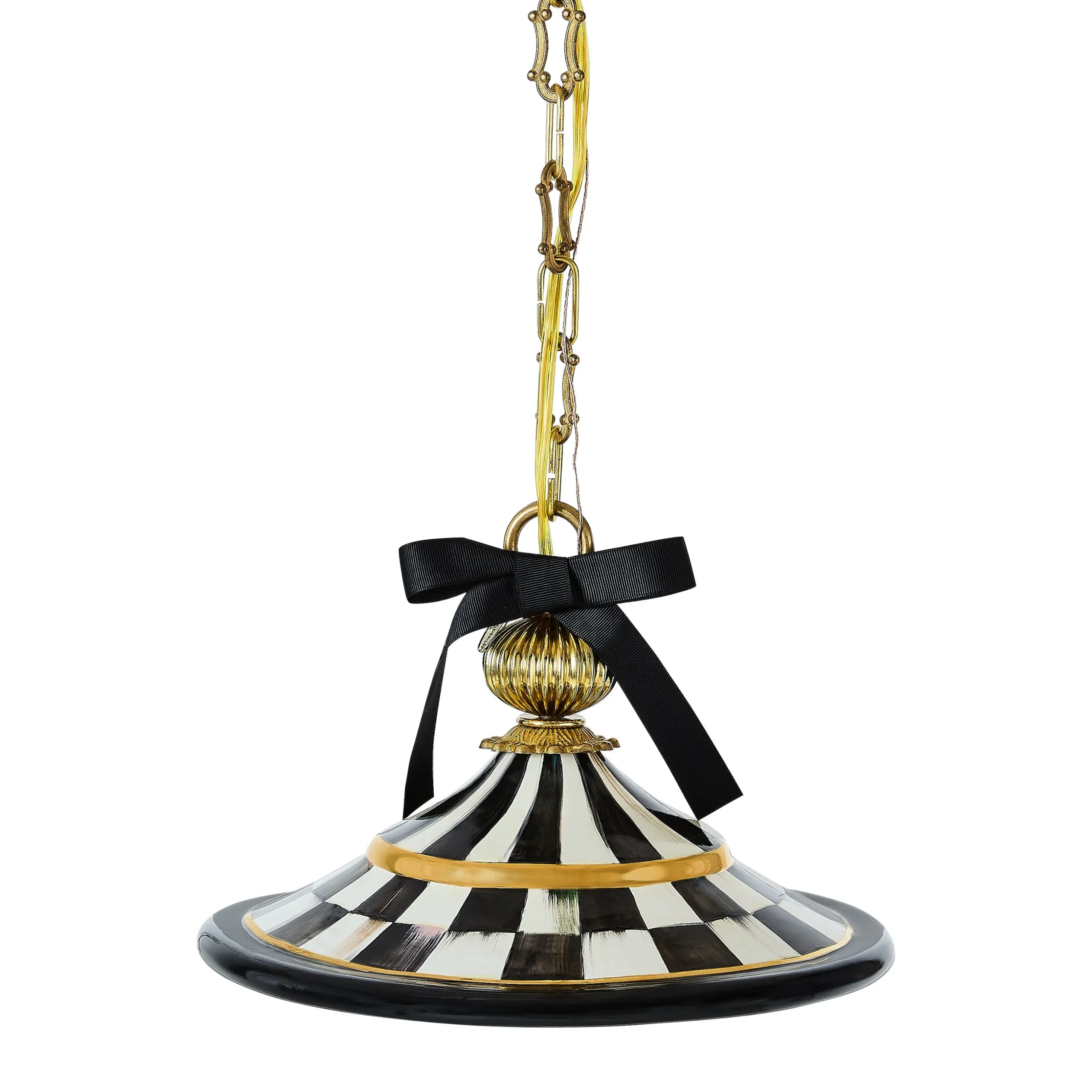 Courtly Check Flared Ceramic Pendant Lamp
