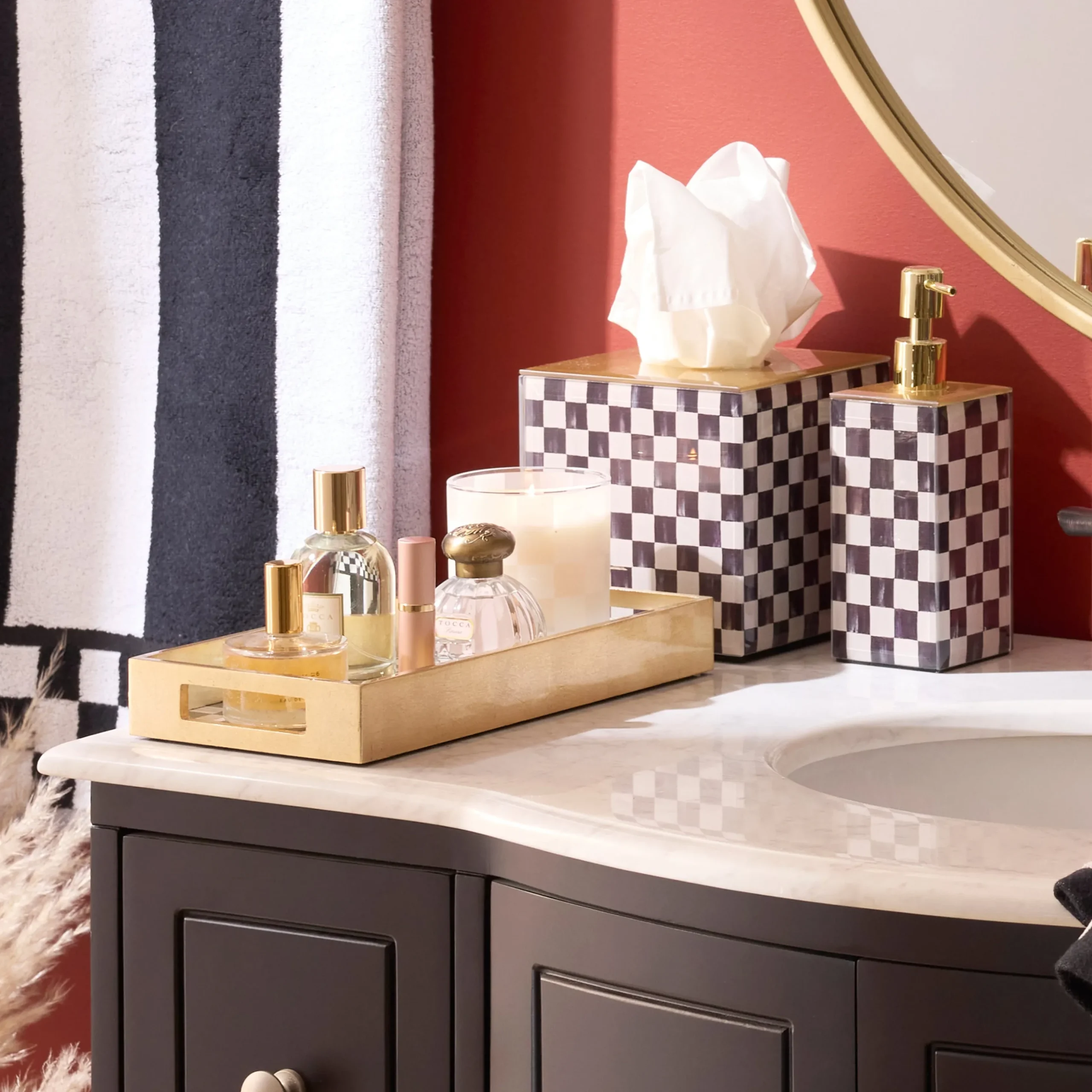Courtly Check Glass Vanity Tray
