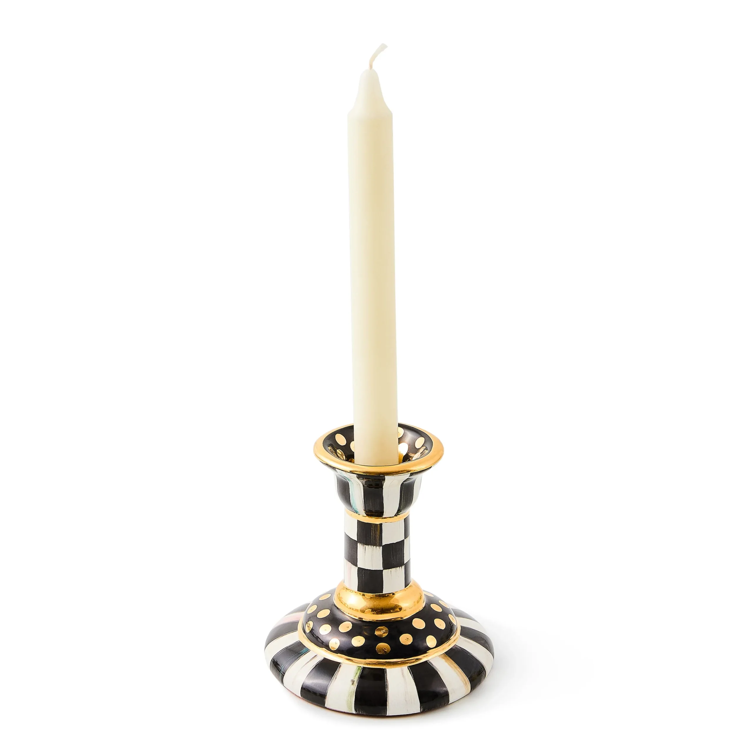 Courtly Check Large Ceramic Candlestick