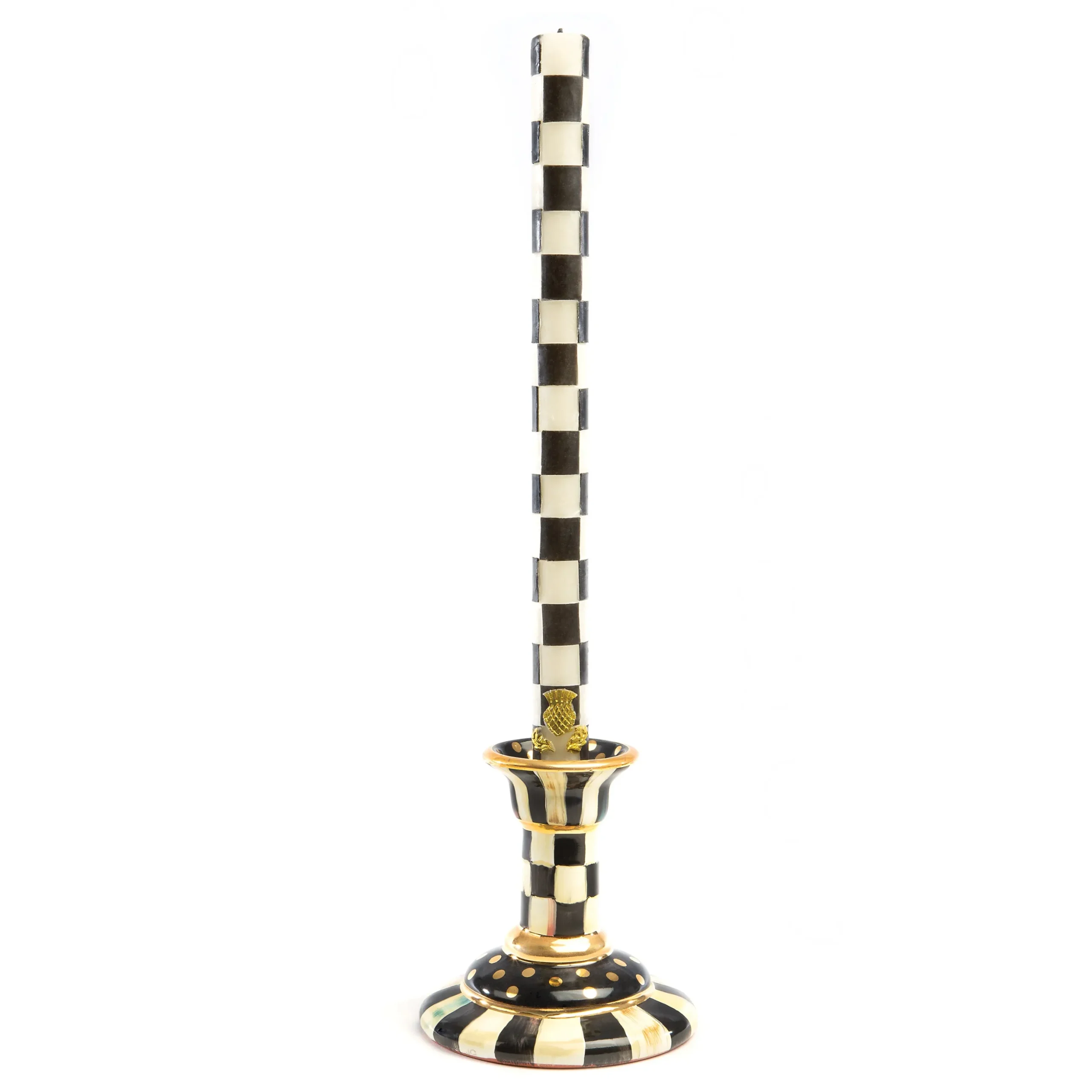 Courtly Check Large Ceramic Candlestick