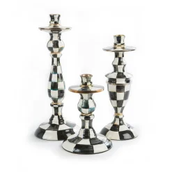 Courtly Check Large Enamel Candlestick
