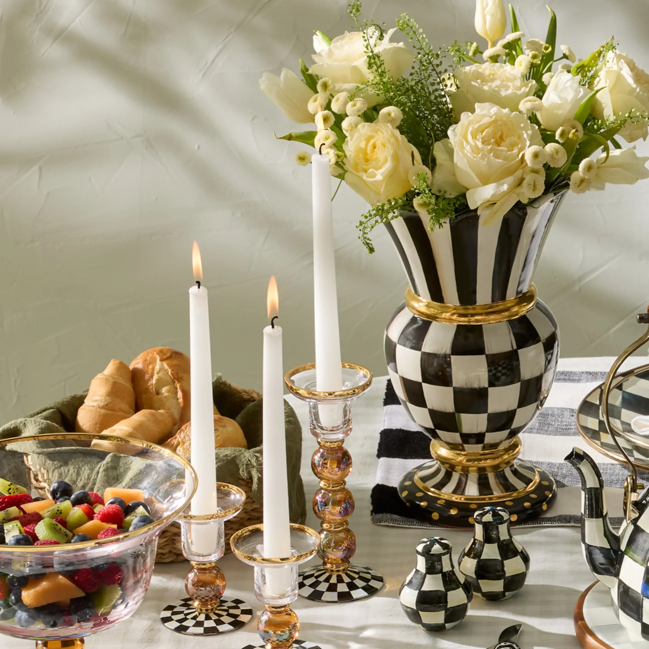 Courtly Check Large Glass Candlestick