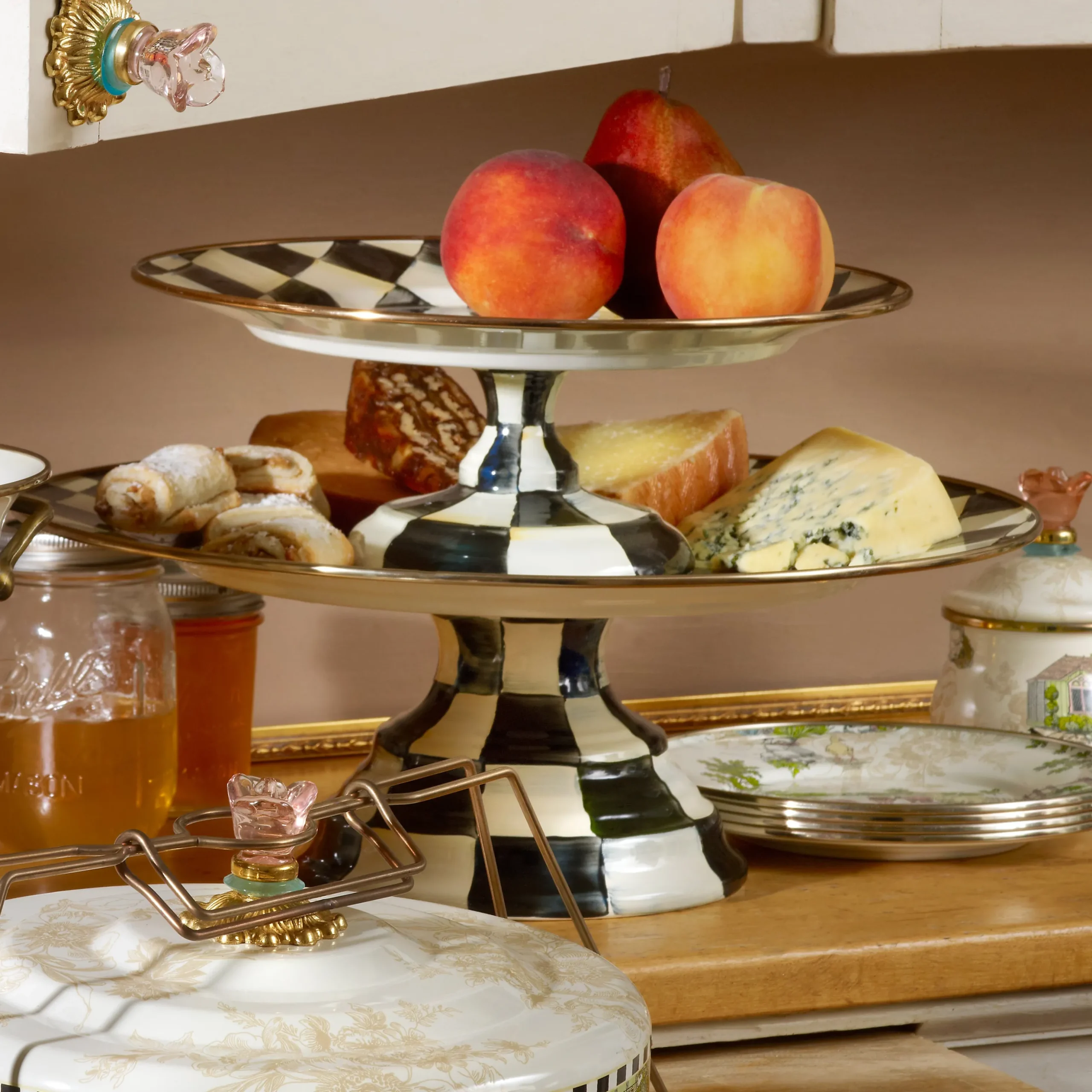 Courtly Check Large Pedestal Platter