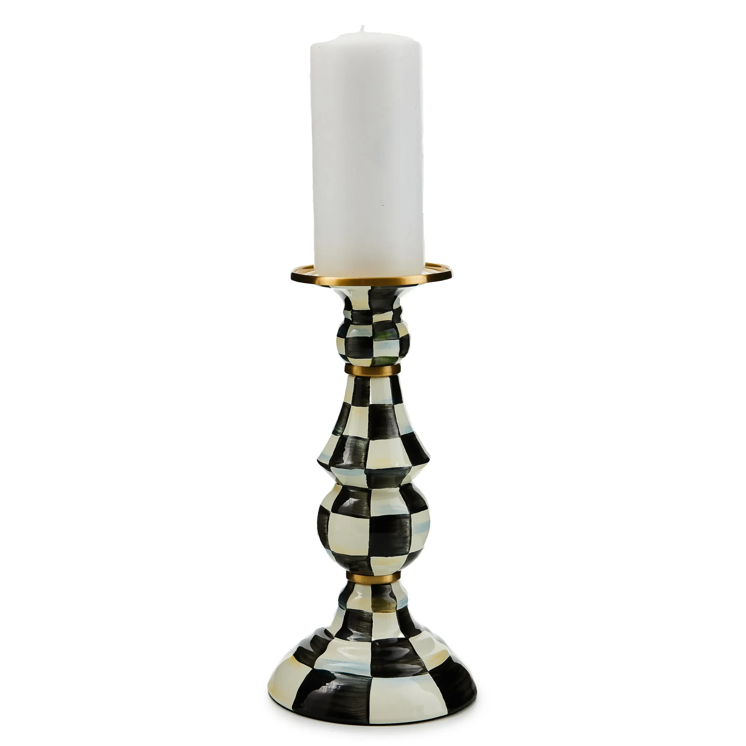 Courtly Check Large Pillar Candlestick