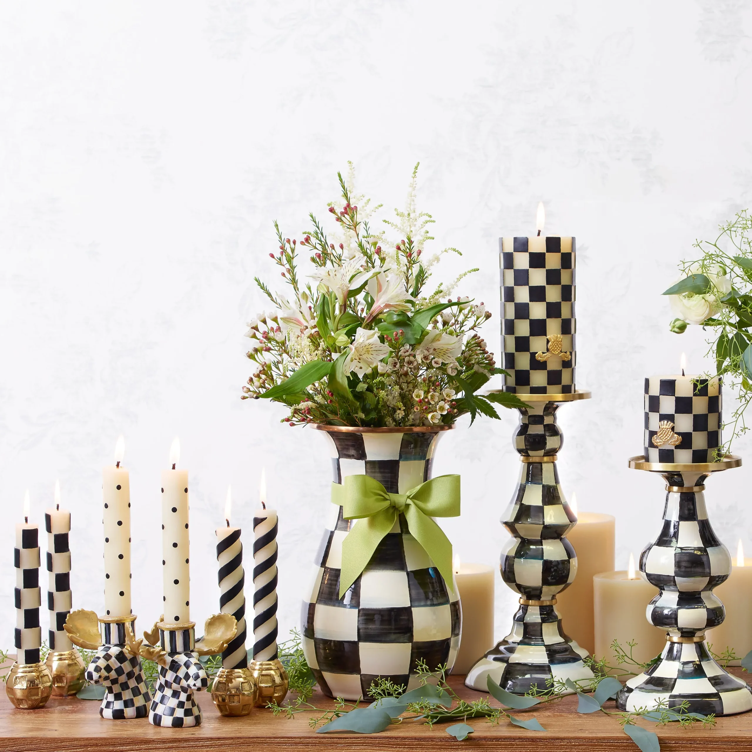Courtly Check Large Pillar Candlestick