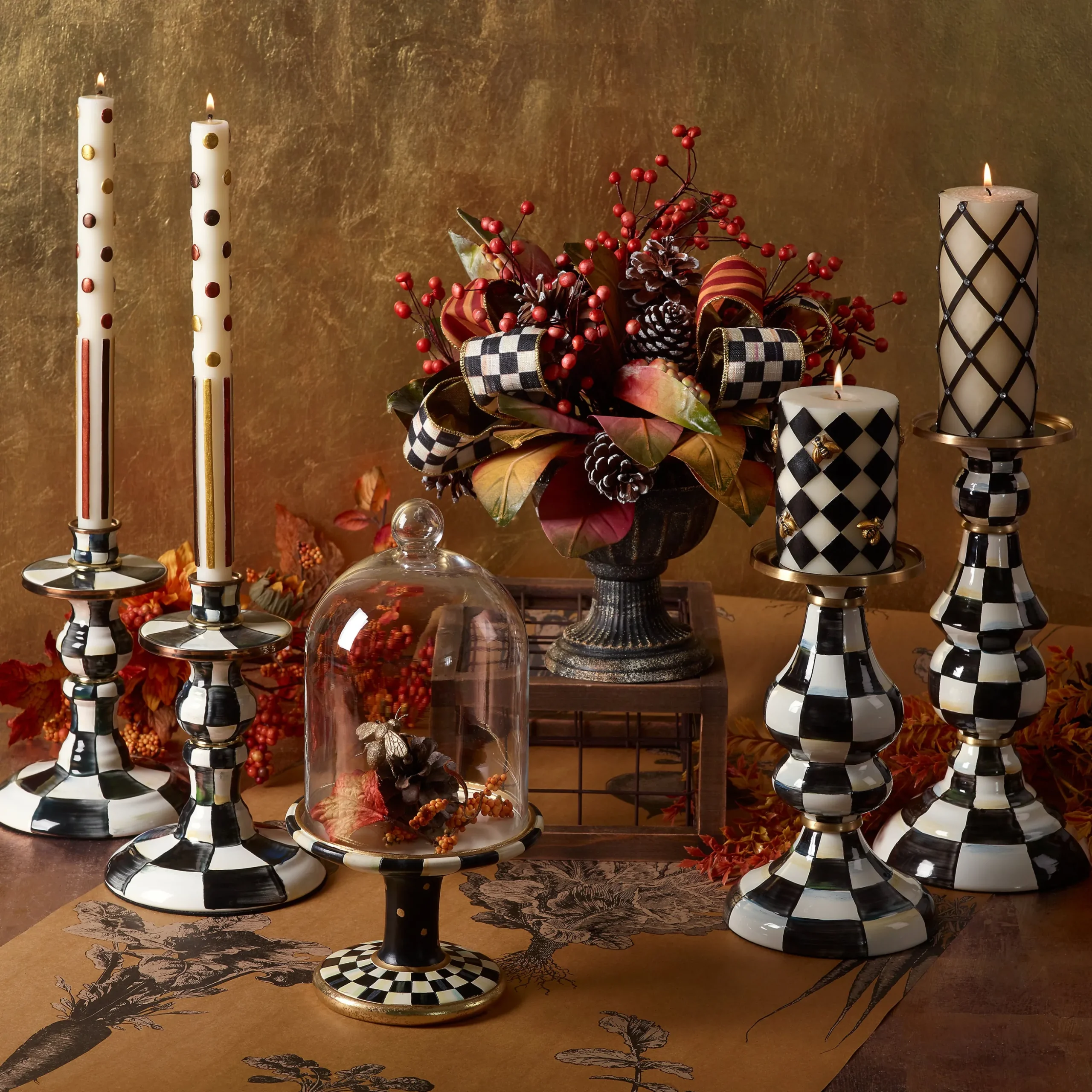 Courtly Check Large Pillar Candlestick