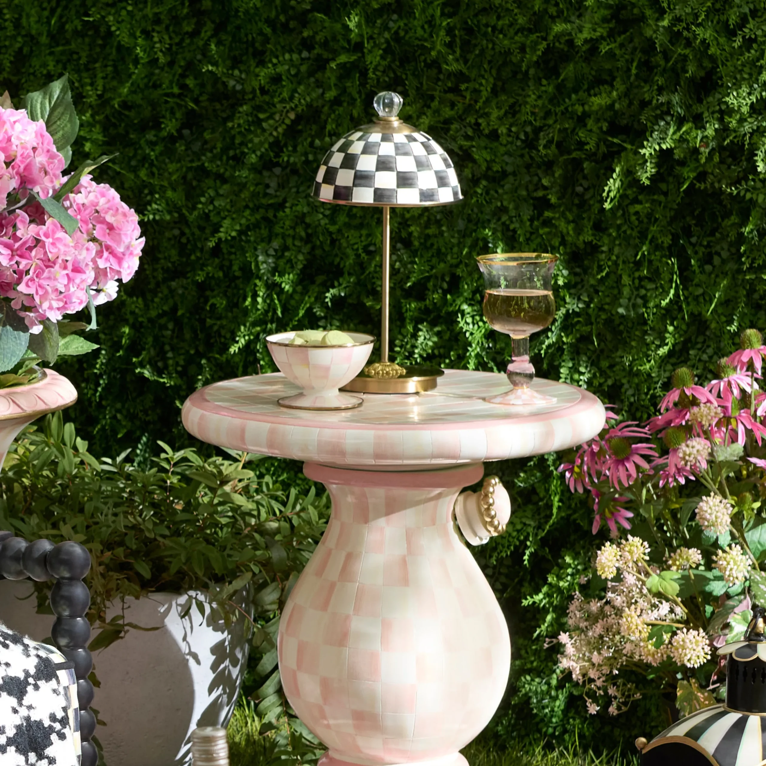 Courtly Check LED Rechargeable Dome Table Lamp
