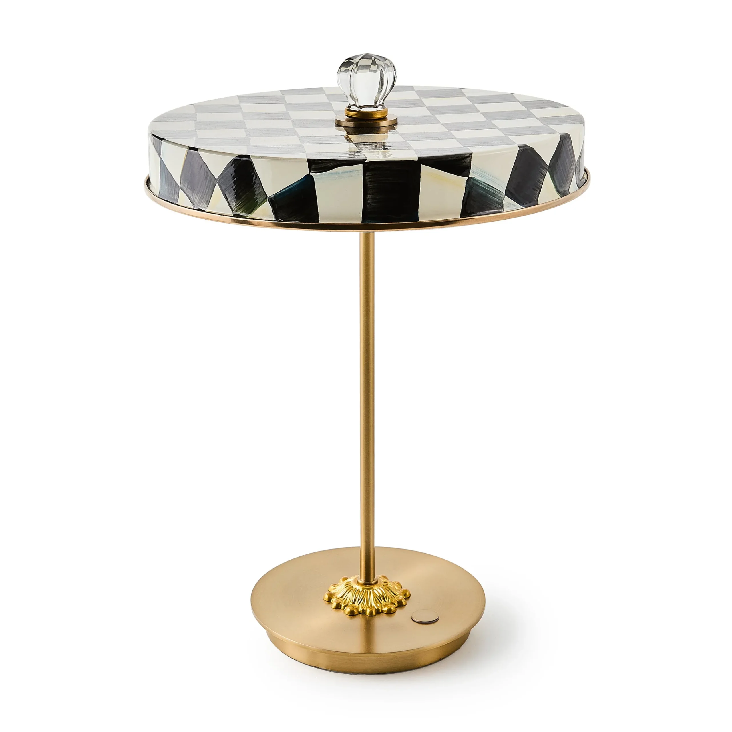 Courtly Check LED Rechargeable Disk Table Lamp