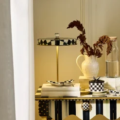 Courtly Check LED Rechargeable Disk Table Lamp