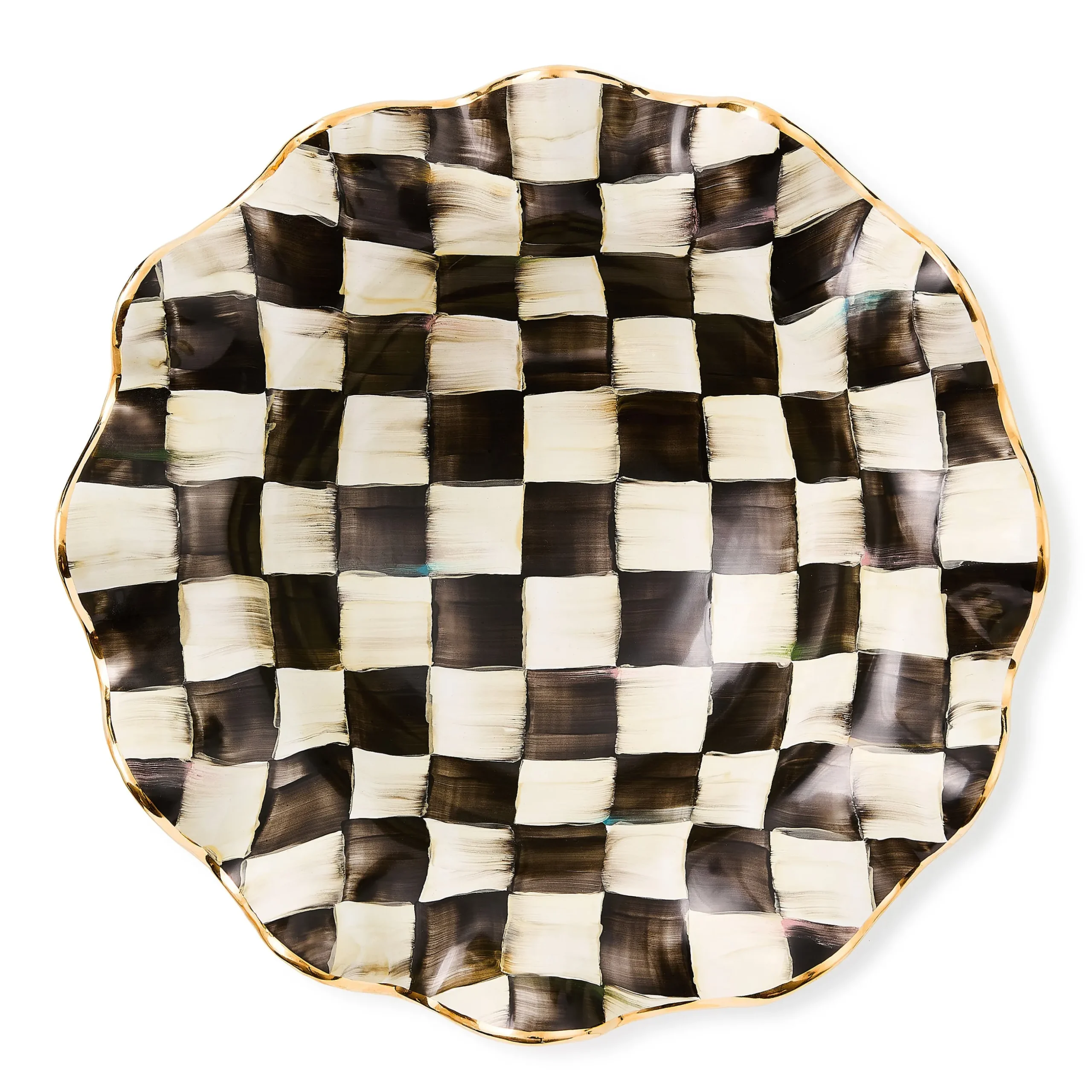 Courtly Check Medium Ceramic Fluted Serving Bowl